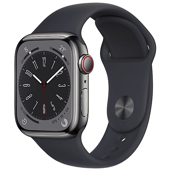 apple watch series 8 gps + cellular 41mm cassa in acciaio inossidabile color grafite con loop maglia milanese