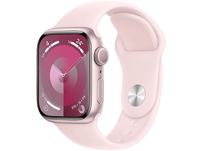 apple watch series 9 gps cassa 41 mm in alluminio rosa con cinturino sport confetto - s/m