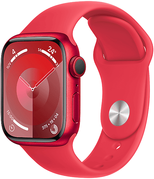 apple watch series 9 gps, cassa 41 mm in alluminio (product)red con cinturino sport - m/l