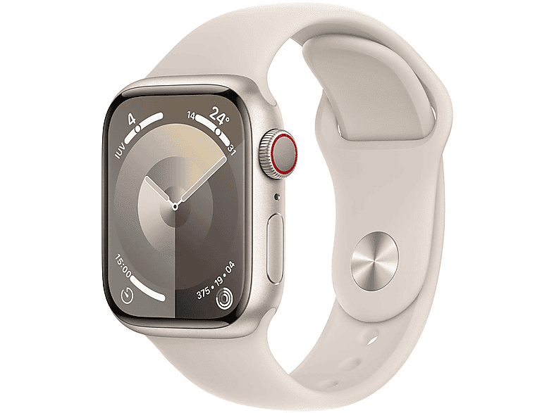 apple watch series 9 gps + cellular, cassa 41 mm in alluminio galassia con cinturino sport - m/l