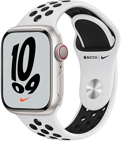 apple watch series 7 nike gps+cellular 41mm in alluminio galassia - sport platino/nero