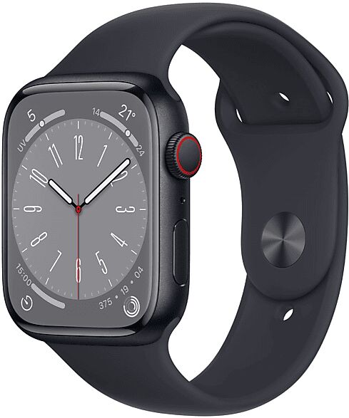 apple watch series 8 gps + cellular 45mm cassa in alluminio color mezzanotte con cinturino sport mezzanotte - regular