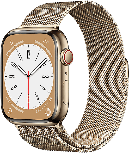 Apple Watch Series 8 GPS + Cellular 45mm Cassa in acciaio inossidabile color oro con Loop maglia milanese