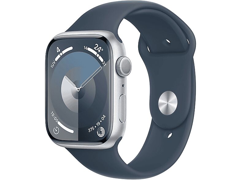 Apple Watch Series 9 GPS Cassa 45 mm in alluminio argento con Cinturino Sport blu inverno - M/L