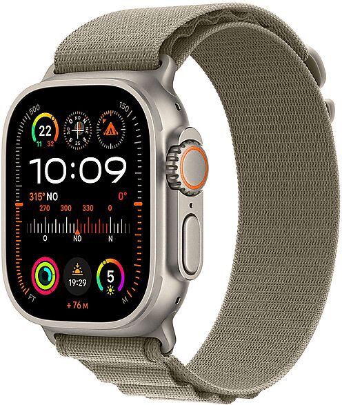 Apple Watch Ultra 2 GPS + Cellular, Cassa 49 mm in titanio con Alpine Loop oliva - Large