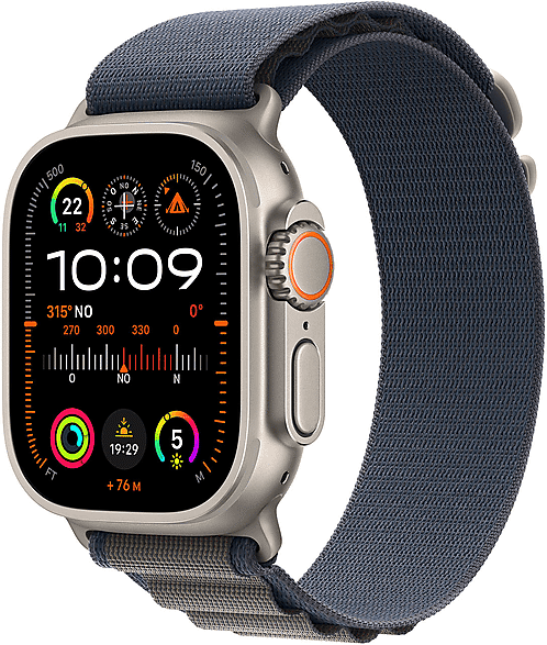 Apple Watch Ultra 2 GPS + Cellular, Cassa 49 mm in titanio con Alpine Loop blu - Medium