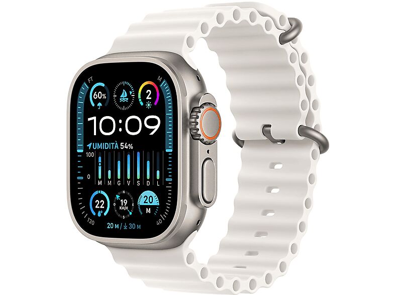 Apple Watch Ultra 2 GPS + Cellular, Cassa 49 mm in titanio con Cinturino Ocean bianco