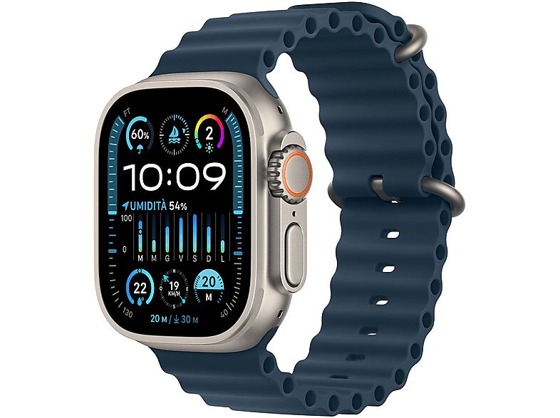 Apple Watch Ultra 2 GPS + Cellular, Cassa 49 mm in titanio con Cinturino Ocean blu