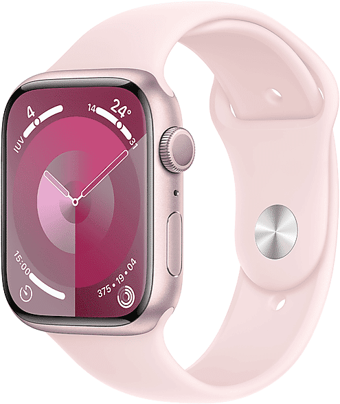 Apple Watch Series 9 GPS, Cassa 45 mm in alluminio rosa con Cinturino Sport confetto - S/M