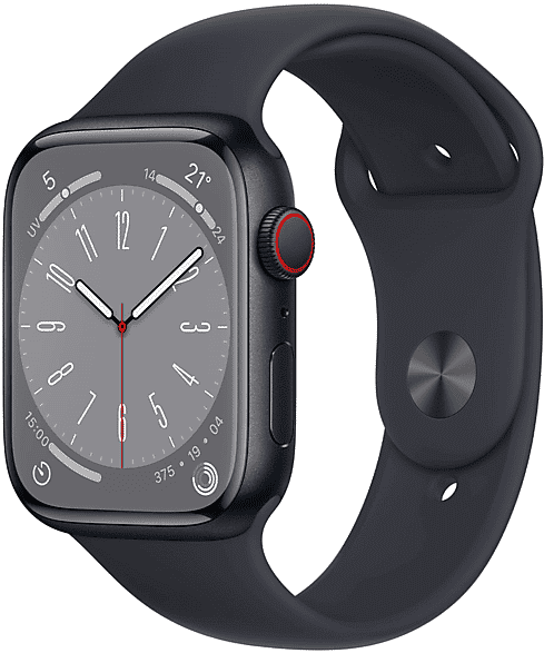 Apple Watch Series 8 GPS + Cellular 45mm Cassa in alluminio color mezzanotte con Cinturino Sport Mezzanotte - Regular