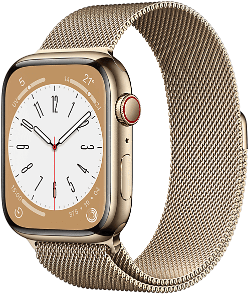 Apple Watch Series 8 GPS + Cellular 45mm Cassa in acciaio inossidabile color oro con Loop maglia milanese