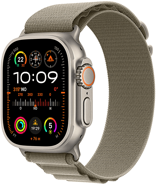 Apple Watch Ultra 2 GPS + Cellular, Cassa 49 mm in titanio con Alpine Loop oliva - Large