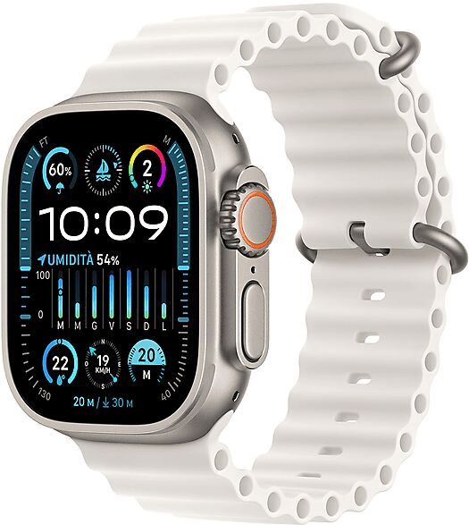 Apple Watch Ultra 2 GPS + Cellular, Cassa 49 mm in titanio con Cinturino Ocean bianco