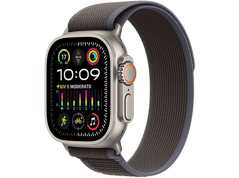 Apple Watch Ultra 2 GPS + Cellular, Cassa 49 mm in titanio con Trail Loop blu/nero - S/M