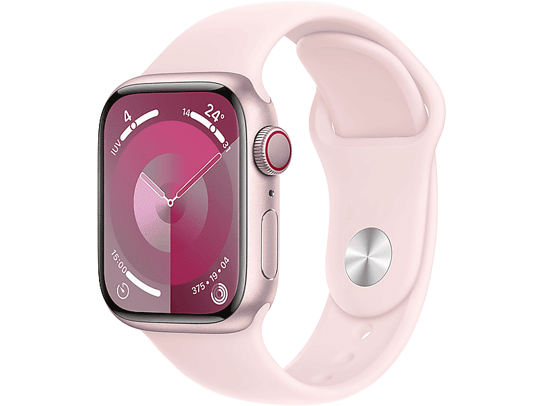 Apple Watch Series 9 GPS + Cellular, Cassa 41 mm in alluminio rosa con Cinturino Sport confetto - S/M