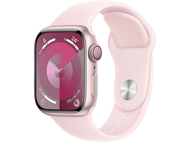 Apple Watch Series 9 GPS + Cellular, Cassa 41 mm in alluminio rosa con Cinturino Sport confetto - M/L