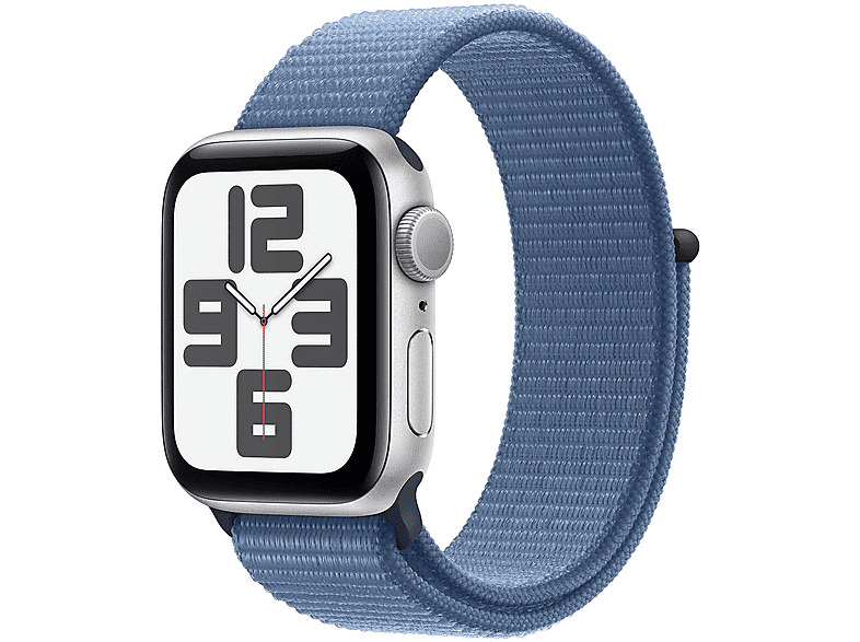 Apple Watch SE GPS, Cassa 40 mm in alluminio argento con Sport Loop blu inverno 2023