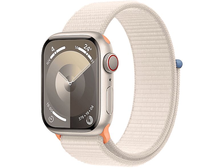 Apple Watch Series 9 GPS + Cellular, Cassa 41 mm in alluminio galassia con Sport Loop