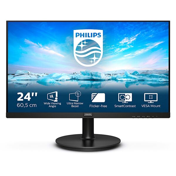 philips 241v8la monitor, 23,8 pollici, full-hd, 48-75 hz