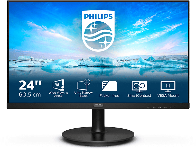 philips 241v8la/00 monitor, 23,8 pollici, full-hd, 1920 x 1080 pixel