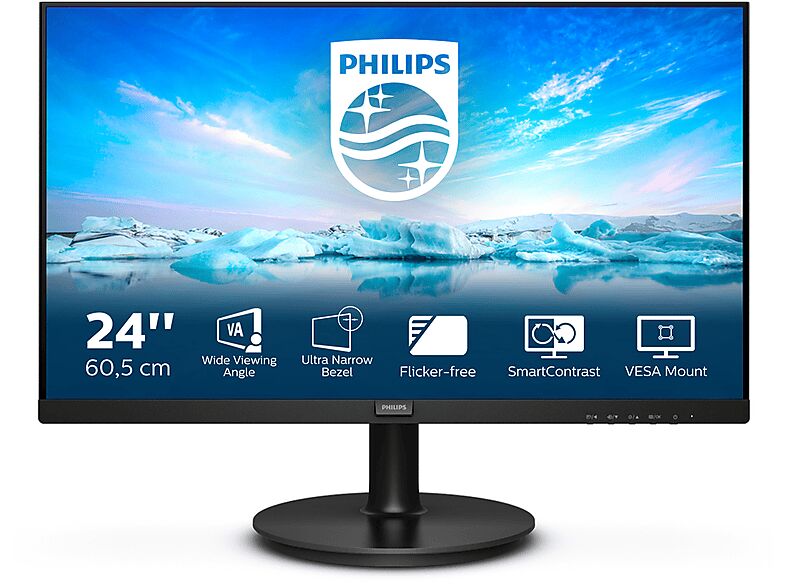 Philips 241V8LA MONITOR, 23,8 pollici, Full-HD, 48-75 Hz
