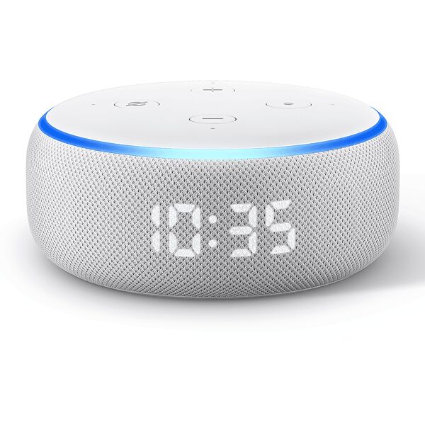 amazon assistente vocale  echodotwithclock sandstone