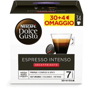 NESCAFE' DOLCE GUSTO Capsule Dolce Gusto Espresso Intenso decaffeinato NDG INTENSO DEK 30+4