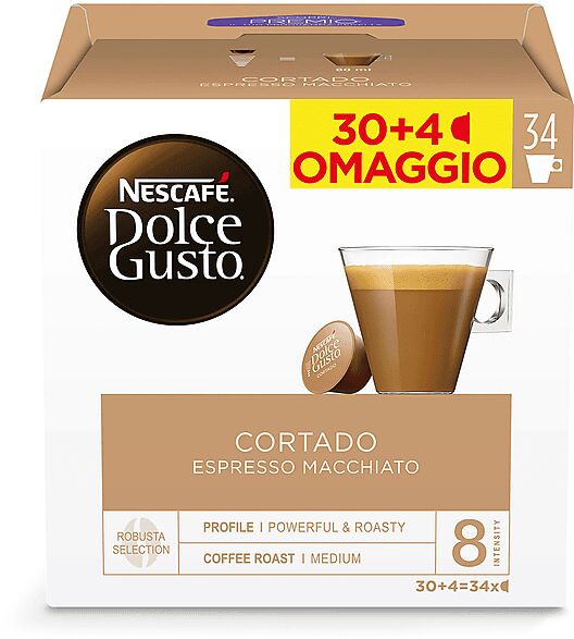 nescafe' dolce gusto capsule dolce gusto cortado espresso macchiato ndg cortado 30+4