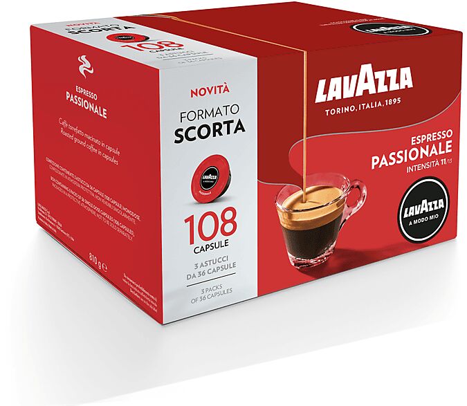 lavazza capsule originali  per macchine espresso a modo mio passionale 108 caps, 0,81 kg