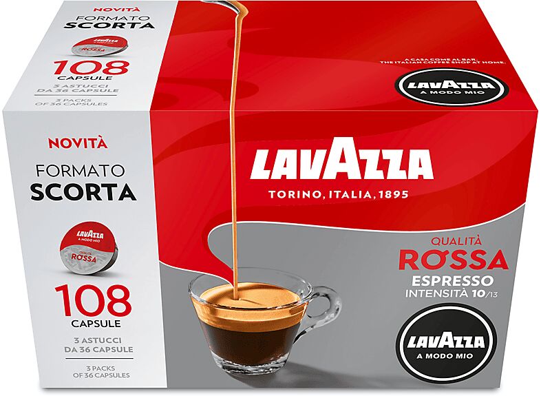 LAVAZZA Capsule originali  per Macchine Espresso A Modo Mio Q ROSSA 108 CAPS, 0,81 kg