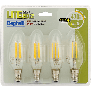 Beghelli LAMPADA LED  4PZ FILED OLIVA4WE14-2.7K