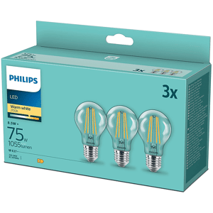 Philips LAMPADA  3X Goccia Filam 75W 2700K