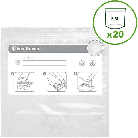 foodsaver 20 sacchetti con cerniera da 3,8l per sottovuoto  sacchetti con zip