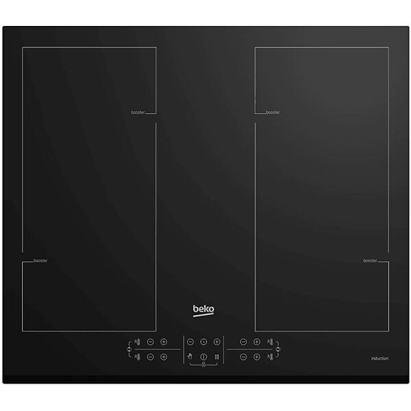 beko piano cottura a induzione  hii64206f2mt, 4 zone cottura, 58 cm x 51