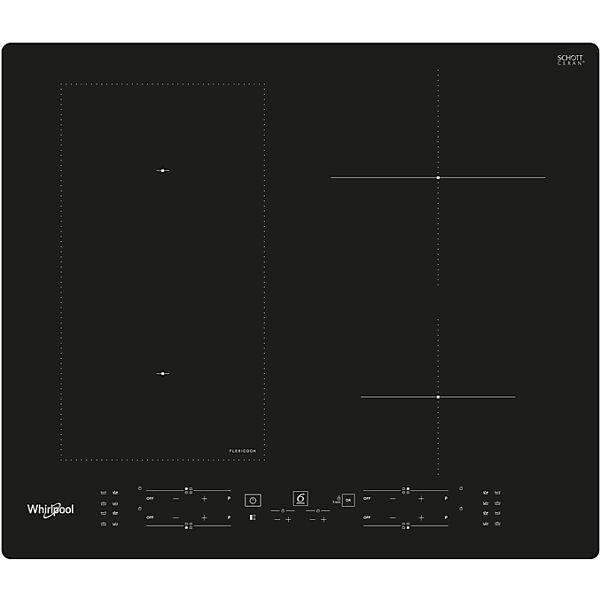 whirlpool piano cottura a induzione  wl b8160 ne, 4 zone cottura, 59 cm x 51