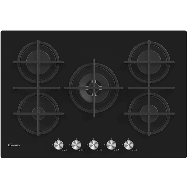 candy piano cottura  cvg74wpb, 5 zone cottura, 74,5 cm x 51