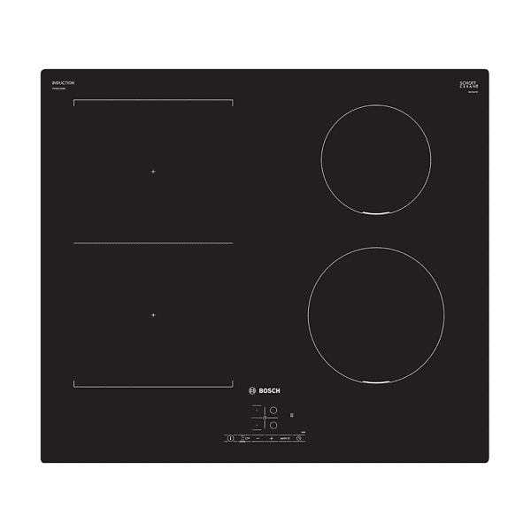 bosch piano cottura a induzione  pvs611bb6e, 4 zone cottura, 59,2 cm x 52,2