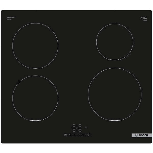 bosch piano cottura a induzione  pue611bb5j, 4 zone cottura, 59,2 cm x 52,2