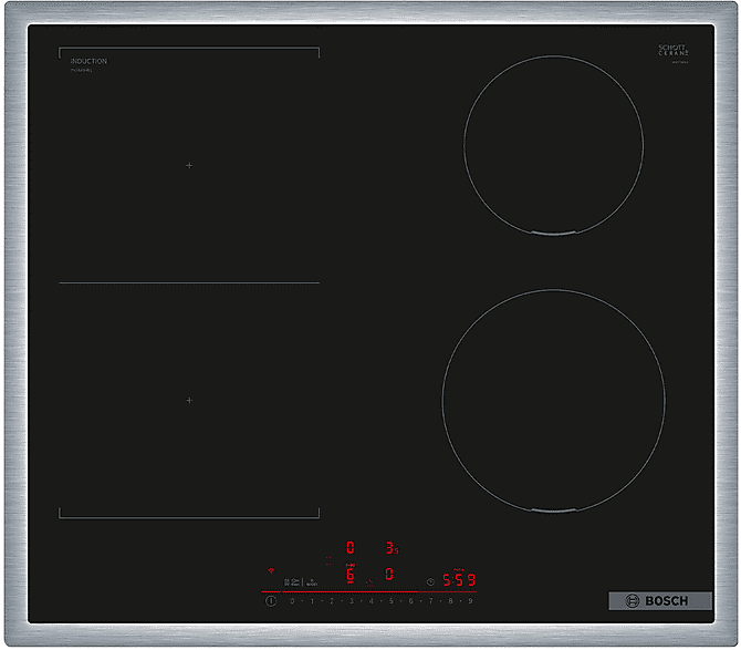 bosch piano cottura a induzione  pvs645hb1e, 4 zone cottura, 58,3 cm x 51,3