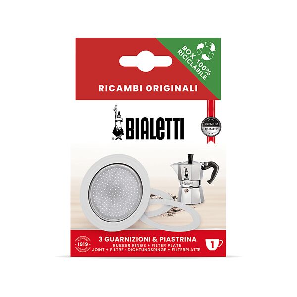 bialetti 3 guarnizioni + 1 piastrina per moka 3/4 tazze  guarniz+1 piastr tz