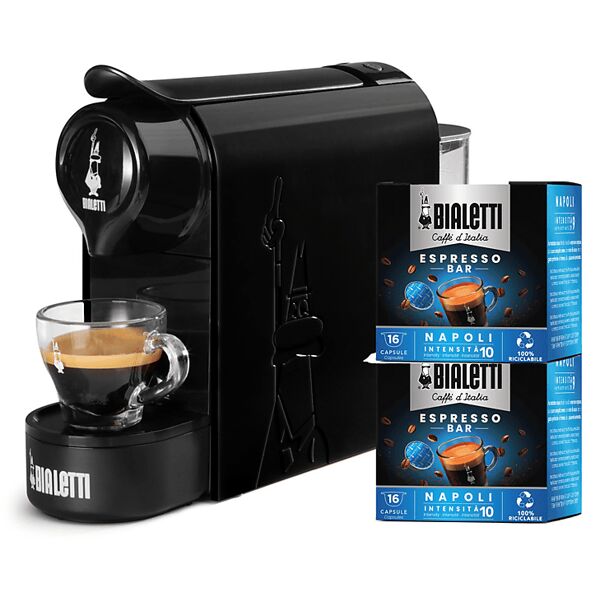 bialetti gioia nero + 32 caps macchina caffÈ capsule, nero