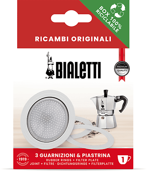 Bialetti 3 Guarnizioni + 1 piastrina per Moka 3/4 Tazze  GUARNIZ+1 PIASTR TZ