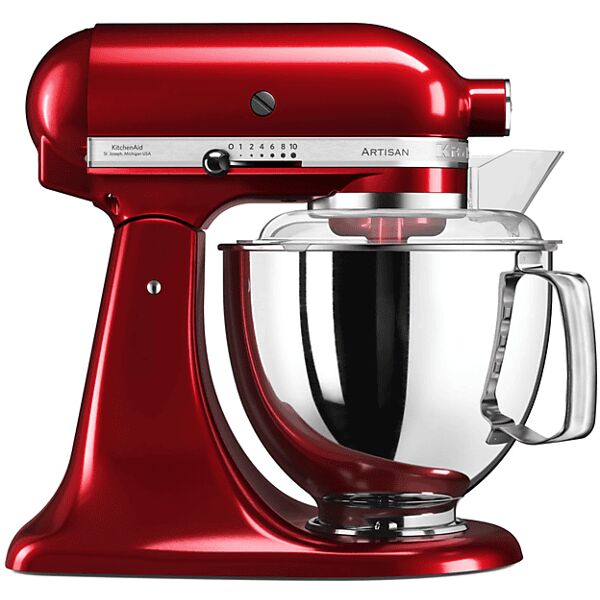 kitchenaid 5ksm175pseca impastatrice planetaria, 300 w, capacità ciotola 4,8 l, rosso mela metallizzato