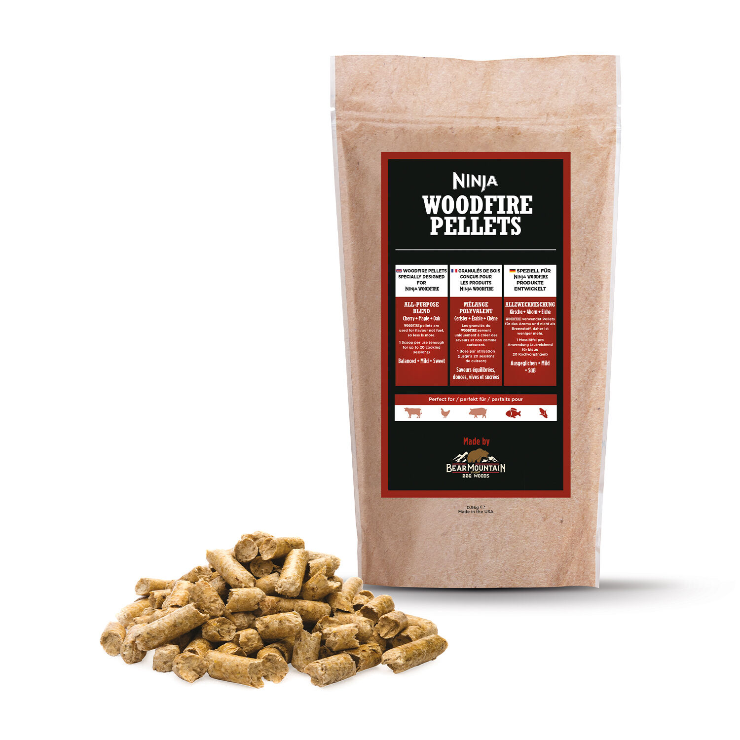 ninja pellet di legno miscela multiuso 900 g  pellet woodfire multiuso