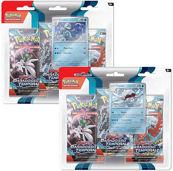 pokemon carte da gioco  3 pack paradosso t