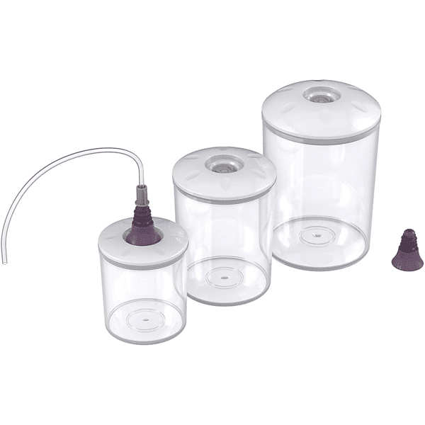 magic vac set contenitori family con coperchio + tappo bottiglia  set 3 contenit.+tappo bot