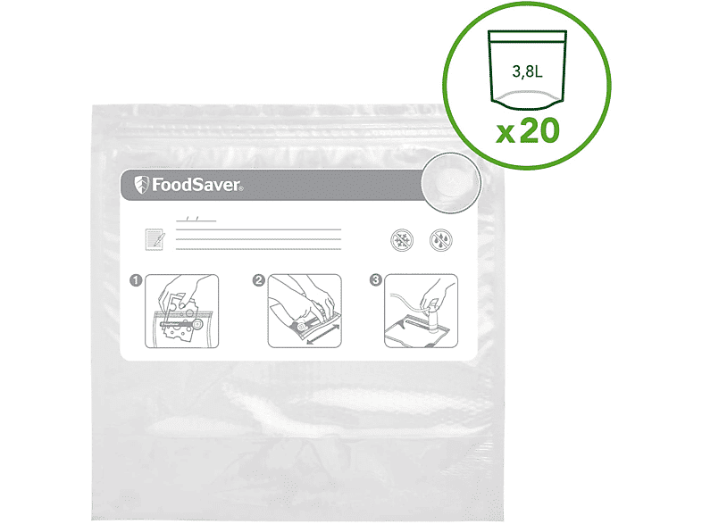 FOODSAVER 20 Sacchetti con Cerniera da 3,8L per sottovuoto  SACCHETTI CON ZIP