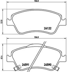 BREMBO Kit pastiglie freno anteriore 8020584062173 TOYOTA AURIS