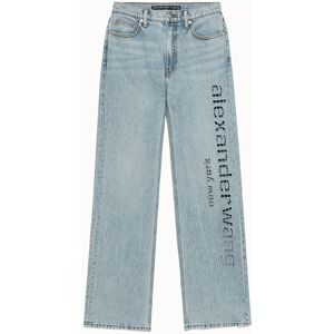 alexander wang jeans slouch logo cut out con ricamo