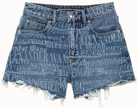 alexander wang shorts newsprint in denim